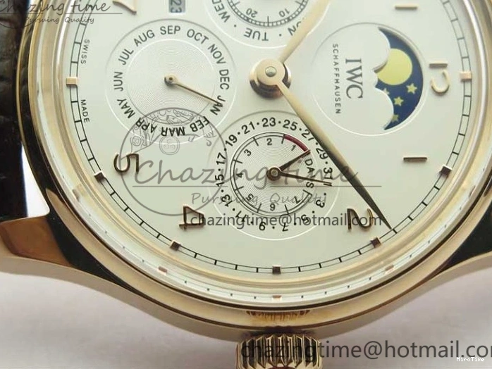 MIROTIME 0218 Compact Portugieser Perpetual Calendar IW503302 RG V9F 1:1 Best Edition White Dial on Brown Leather Strap A 7113